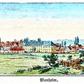 Historisches Panorama von Monheim um 1860